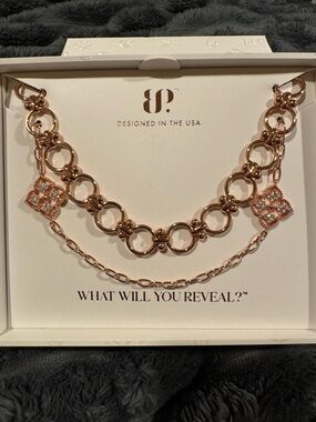 Luxe Layers Rose Gold Necklace with Crystal Clover Accents by BP
